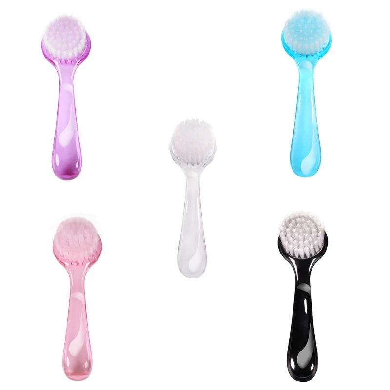 

Round Head Nail Art Powder Dust Remover Cleaning Brush with Clear Plastic Long Handle Cover Pedicure Manicure Tools
