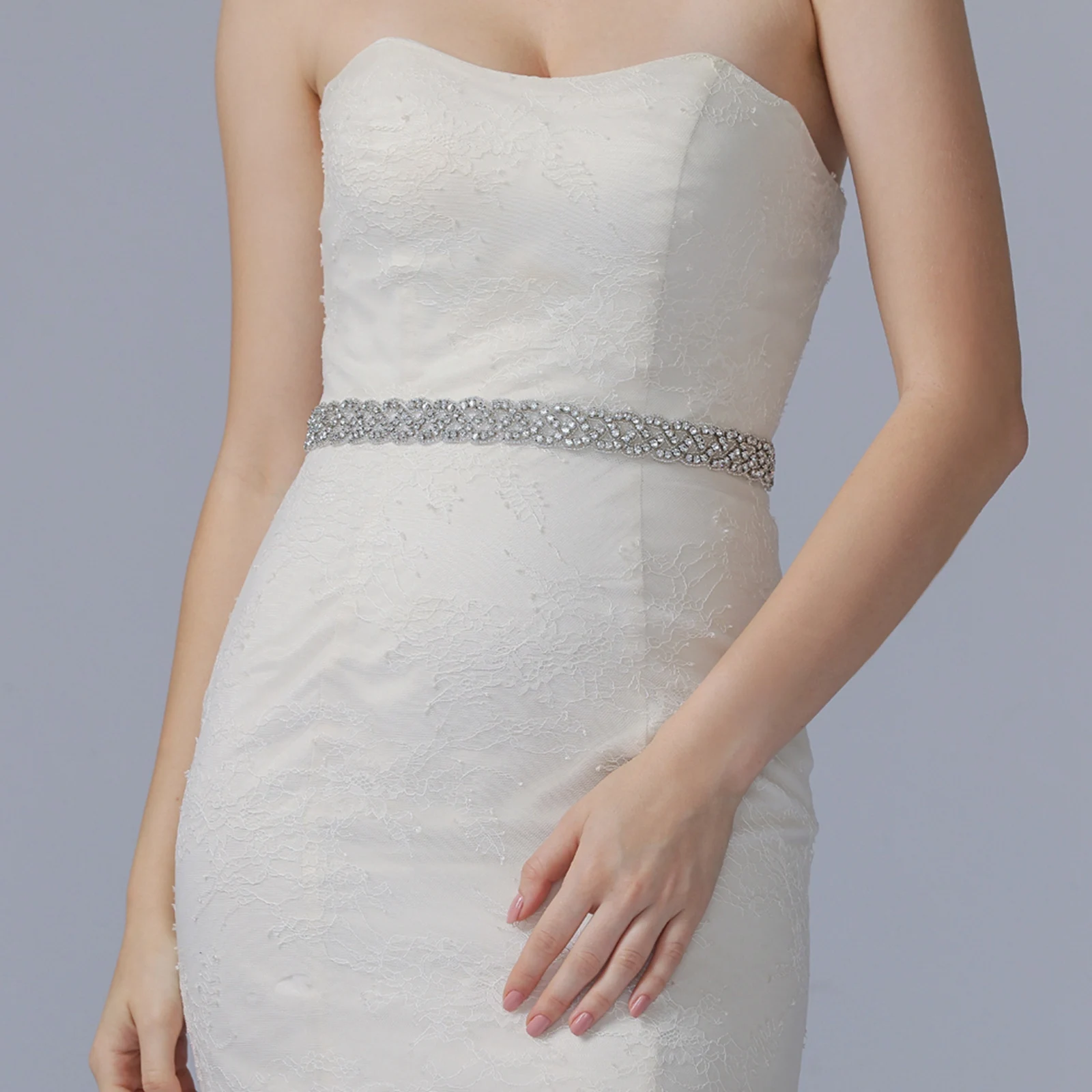 Серебряный женский пояс с бриллиантами для свадебного платья свадебный