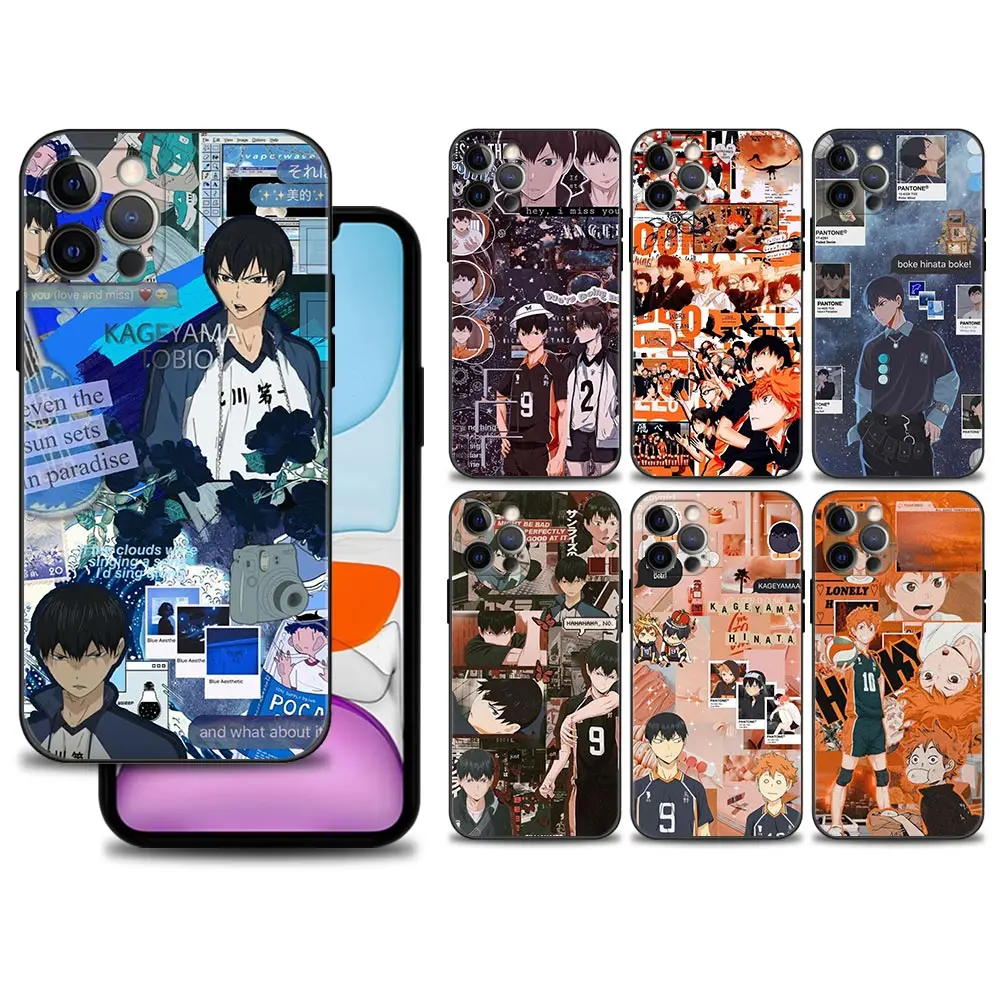 

Case For iphone 12 11 pro max 12 mini xs max XR X 8 7 6S 6 Plus SE Black TPU Shell Fundas Capa Cover Haikyuu Volleyball Anime