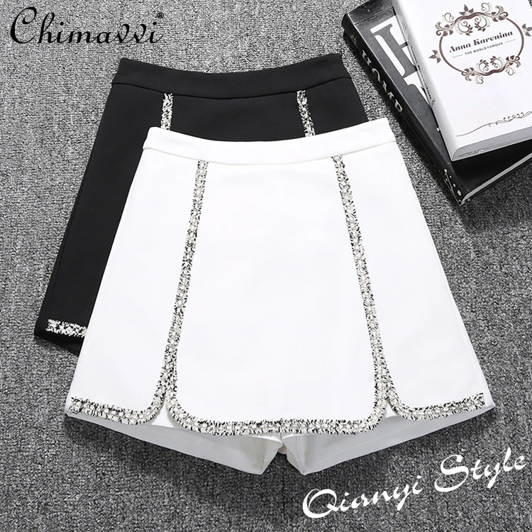 

Luxury Shorts Women's 2021 Korean Fashion High Waist Loose Slimming Wide-Legged Versatile Outerwear Chic Culottes Student Pants