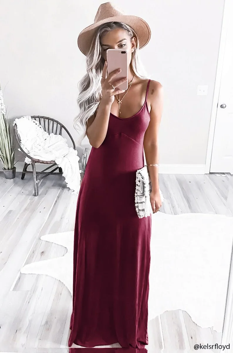 Сексуальное женское платье макси свободное без рукавов с v образным вырезом