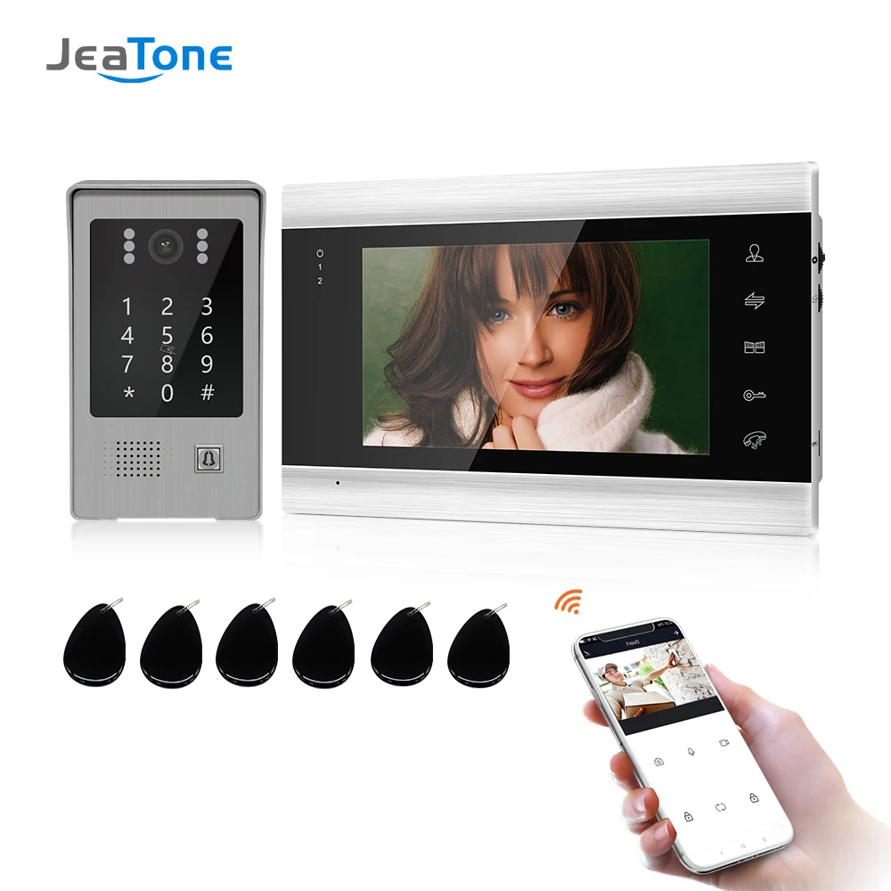 Enlarge Jeatone 7 Inch Wirless Wifi Tuya Smart Video Intercom System with 960P Doorbell for Home Security Support  Password/RFID Card