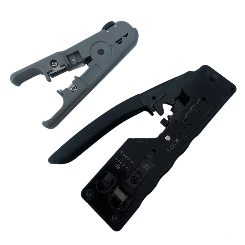 

CAT5 CAT6 Pass Through Crimper Crimping Tool For Standard RJ45 RJ12 Connectors CAT6A Shielded Modular Plugs
