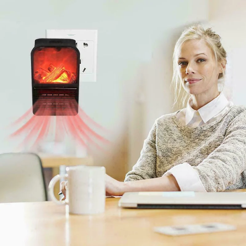 Новый Электрический каминный обогреватель 900 Вт с настенным креплением