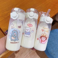 adult water cup maternity student milk cup cute girl simple fresh forest plastic cup milk tea bottle water bottle with straw