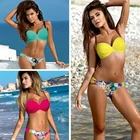 Женское модное бикини с лямкой на шее, сексуальное бикини с открытой спиной, однотонная пляжная одежда с принтом, Модный Купальник