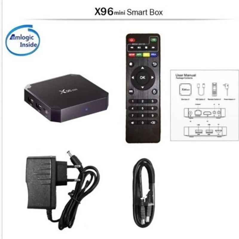 X96mini caixa de tv android 7.1.1 1g 8g 2g 16g медиаплеер x96 mini amlogic s905w smart 4k Комплект superior - купить по