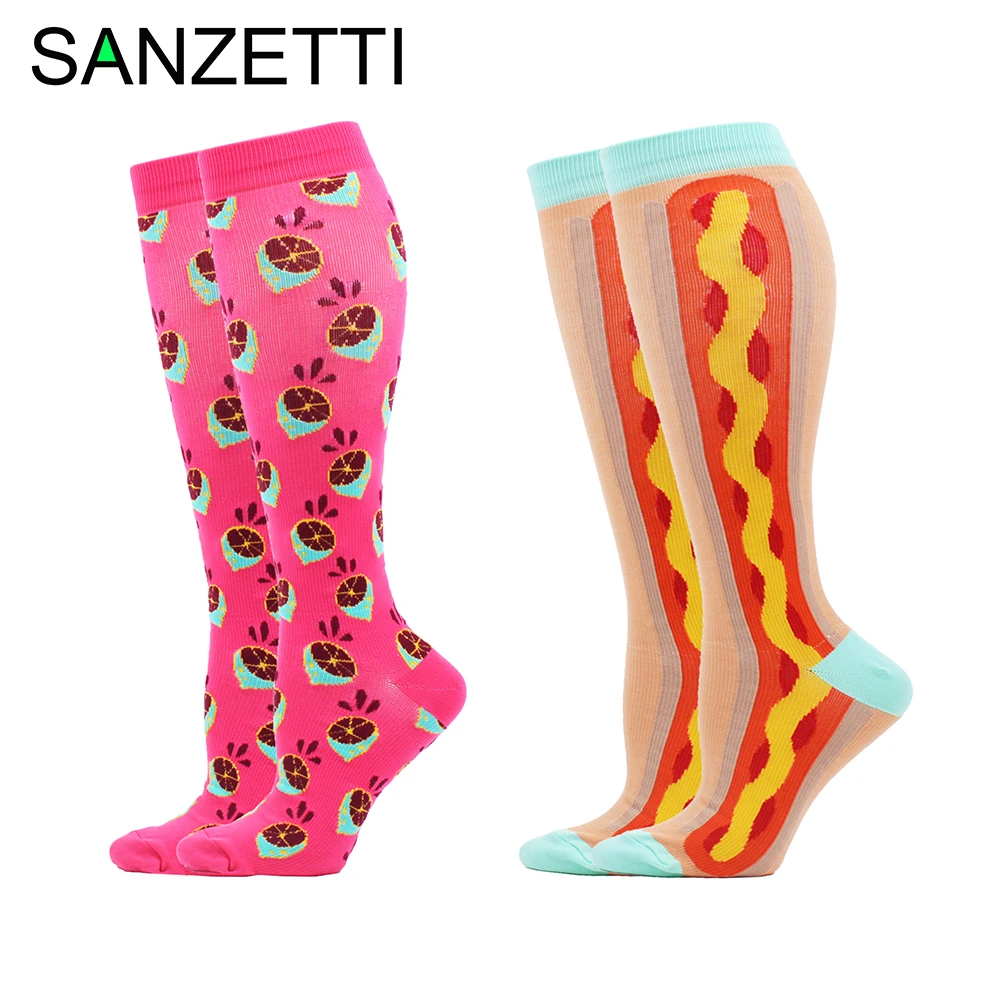 SANZETTI/2 пары/партия женские хлопковые Компрессионные носки поддерживающие ноги
