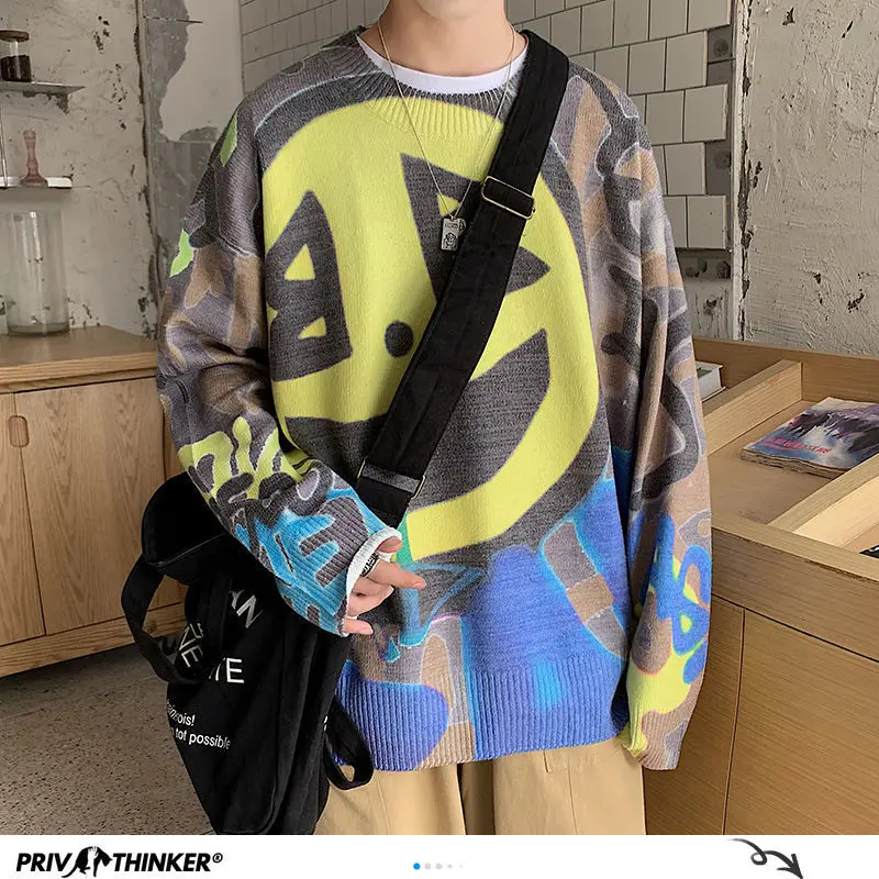 Мужские вязаные свитера Privathinker с забавным принтом размера плюс Новинка осени 2020