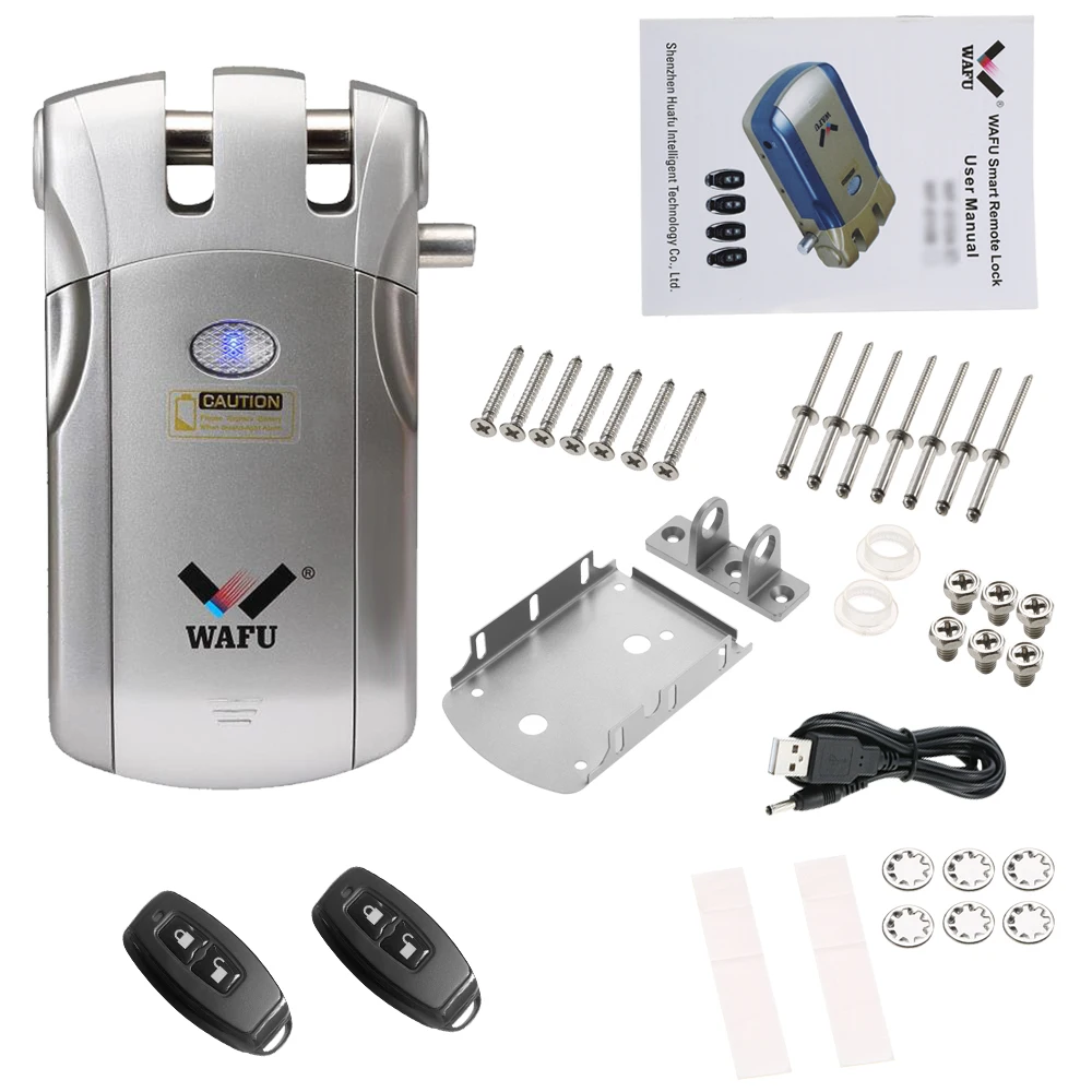 WAFU WF-018, электрический замок, Беспроводной интеллектуальный пульт дистанционного управления, умный замок, безопасность, невидимый, без ключа, дверной вход, интеллектуальный замок - Цвет: 2Key Silver