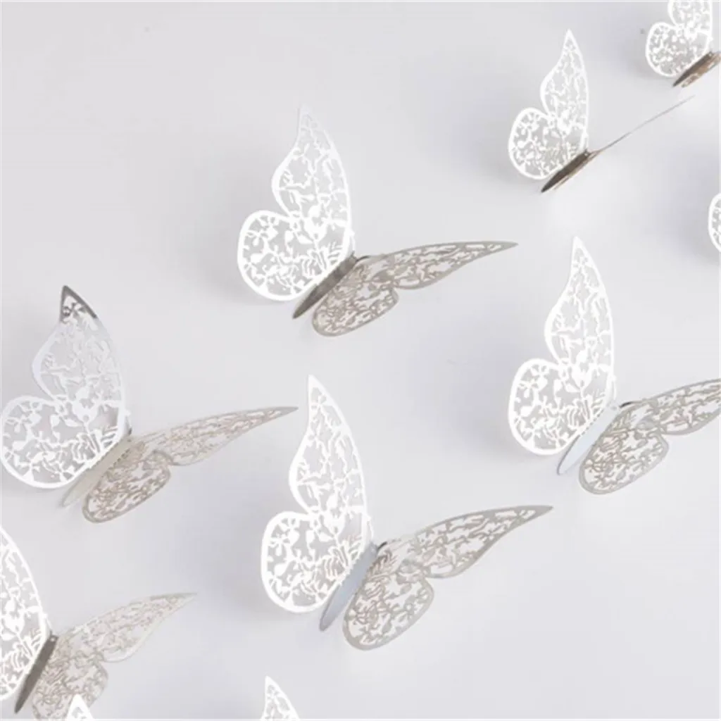 12 шт. наклейки для детской комнаты зеркальная бабочка холодильник 3D Наклейка на