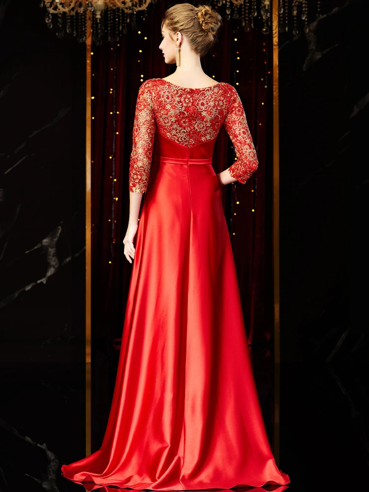 Jancamber Королевское синее Вечернее Платье с кружевными рукавами элегантное