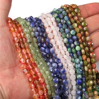 multi color natural faceted flat round beads quartz agates coin stone bead for jewelry making diy craft accessories 4mm6mm