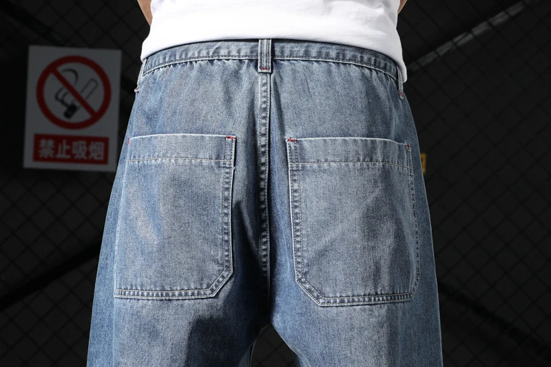 Джинсы мужские свободного покроя повседневные брюки-султанки в стиле хип-хоп