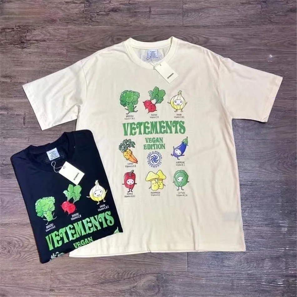 

2021ss VETEMENTS T-Shirt Men Women 1:1 High Quality VETEMENTS Vegan Tee Colour Graphic Logo VTM Tops Oversized mens shirts