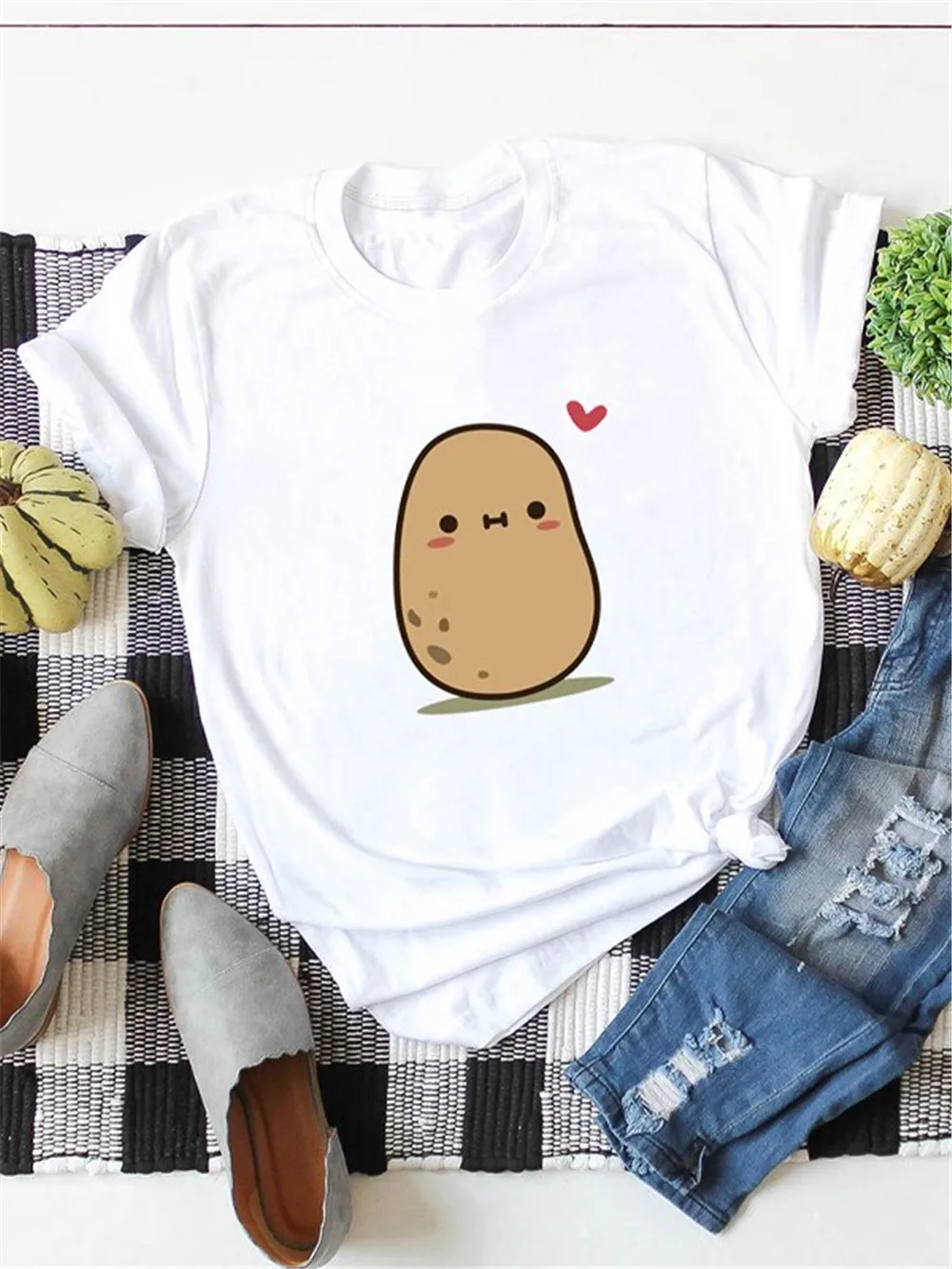 

New Style Fashion Cartoon Nut Tshirt For Women Humor Funny Women T-Shirts O-Neck Top Tee