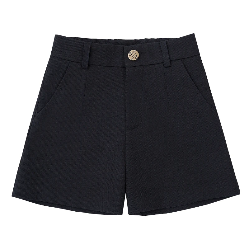 

2021 summer New High Waist Shorts women's black A-line thin large loose wide leg Suit Shorts women's wear