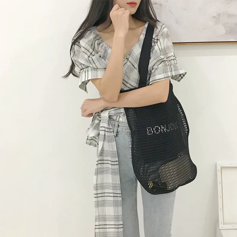 Youda 2019 Новая женская пляжная сумка с принтом полые сетчатая сумочка большие