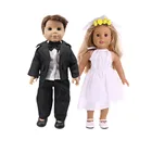 Кукольная одежда, костюм, свадебное платье и туфли для новорожденных, 18 дюймов, подарок на день рождения для девочки