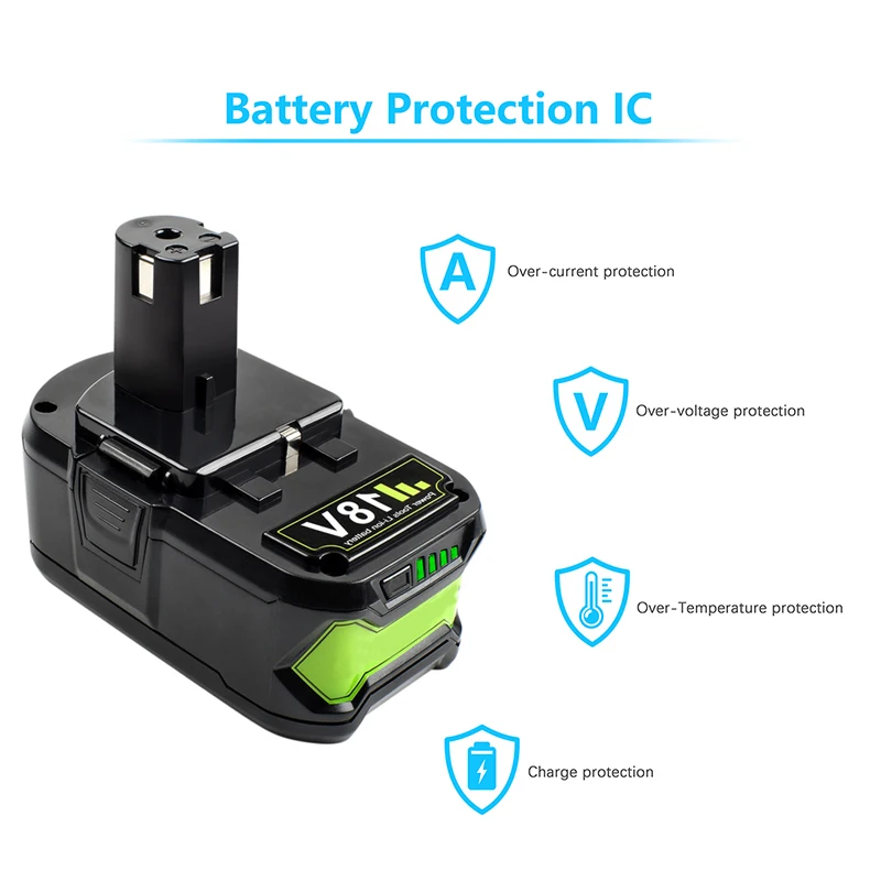 Литий-ионная аккумуляторная батарея Turpow 6000 мАч 18 в для Ryobi P108 P107 P105 P104 P103 P102