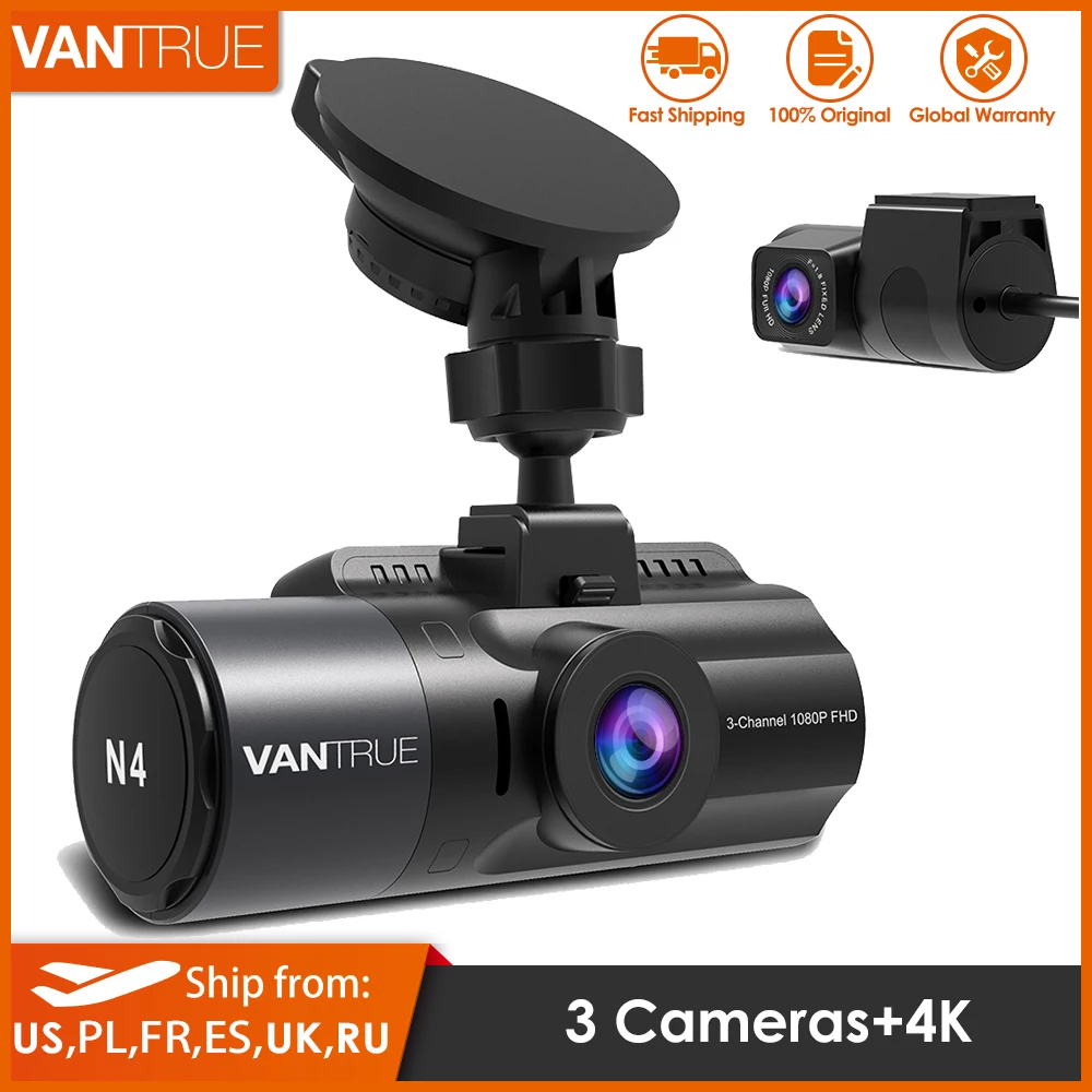Vantrue 3 канала N4 Dash Cam 4K камера Way Car Video Recoder Dashcam фронтальная и задняя с ночным