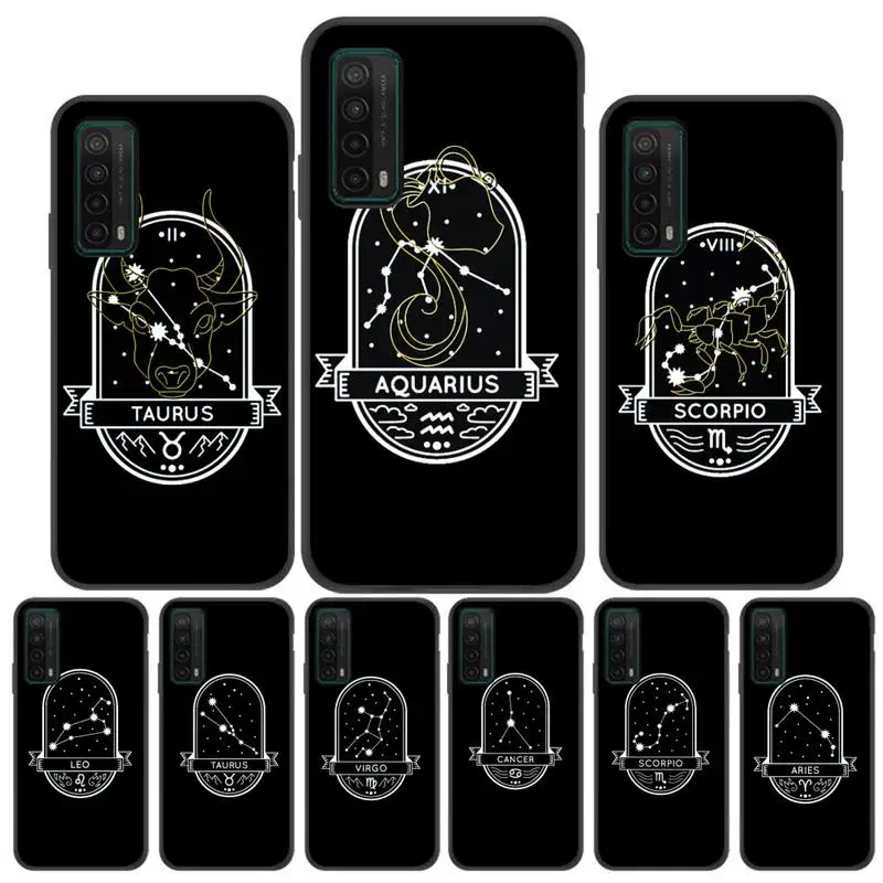 

Zodiac Sign Phone Case For Huawei Honor 8X 9 Lite View 10 Life 10i 20i For Mate 20 30 Lite 40 Pro Black Cover