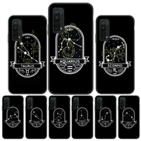 zodiac sign phone case for huawei honor 8x 9 lite view 10 life 10i 20i for mate 20 30 lite 40 pro black cover