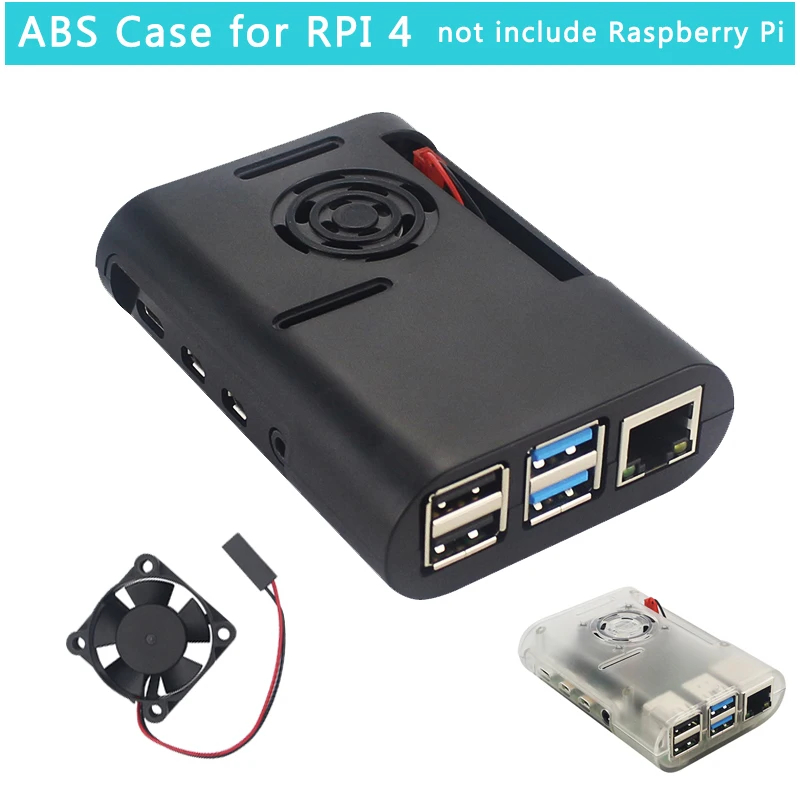 Новейший Raspberry Pi 4 ABS корпус прозрачный черный чехол для корпуса совместимый вентилятор охлаждения для Raspberry Pi 4 Модель B