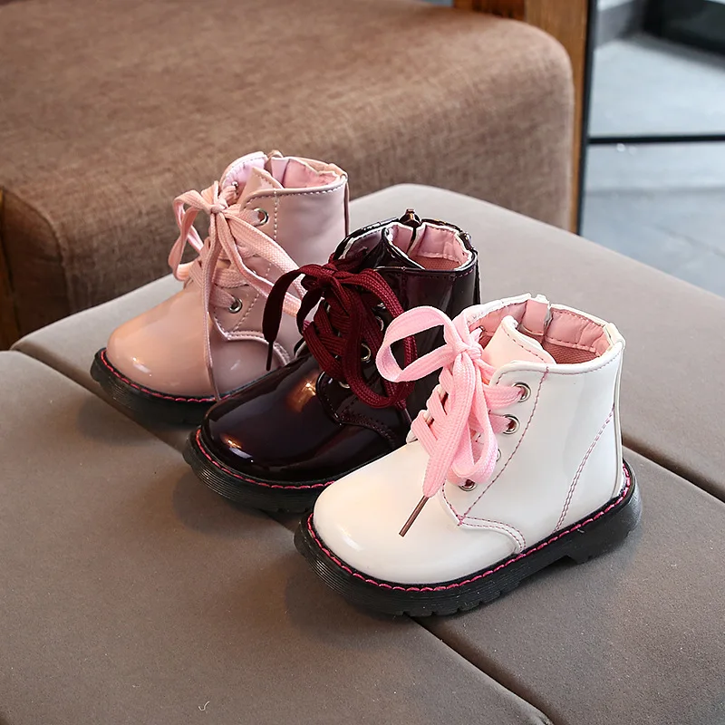JUSTSL Autumn Winter Children's Martin Boots Girls Boys Short Boots Baby Kids Plus Velvet Waterproof Cotton Shoes
