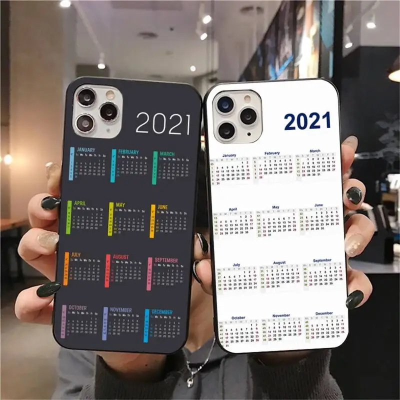 Чехол для телефона с календарем 2021 и надписью iphone 12 11 Pro Max Mini XS 8 7 6 6S Plus X 5S SE 2020 XR |