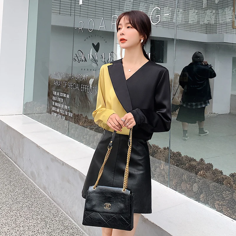 COIGARSAM корейский стиль блузка для женщин новинка весны Офисная Леди длинный рукав