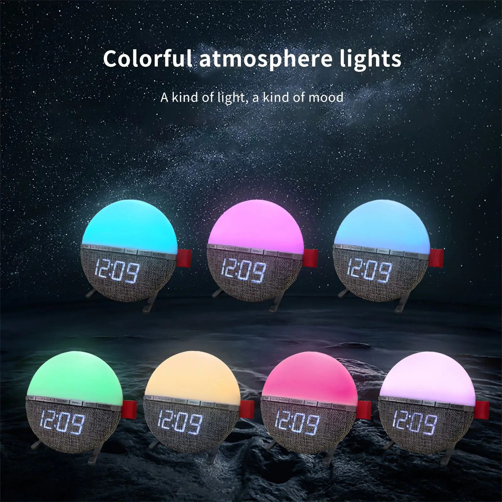 

7 Colors 8 Natural Sounds Digital Alarm Clock Dual Alarms Snooze Function Alarm Clock For Home Office