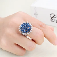 classic big oval sky blue zircon rings for women luxury crystal silver color rings engagement wedding jewelry gift