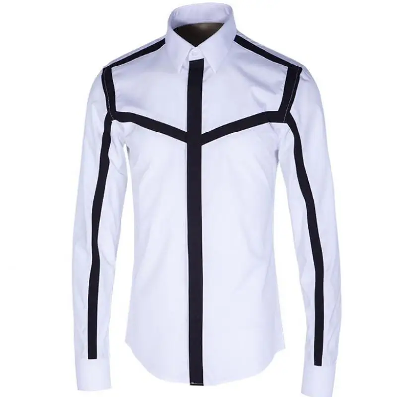Мужская рубашка роскошное сплайсинговое платье с длинным рукавом модная