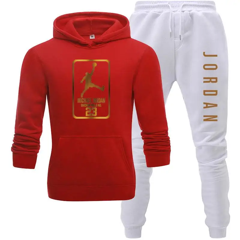 

2021 spring and autumn men's leisure sports suit male trend loose hooded hoodie jacket trousers two sets