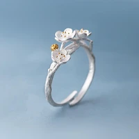 fashion plum blossom open finger ring handmade flower adjustable women jewelry