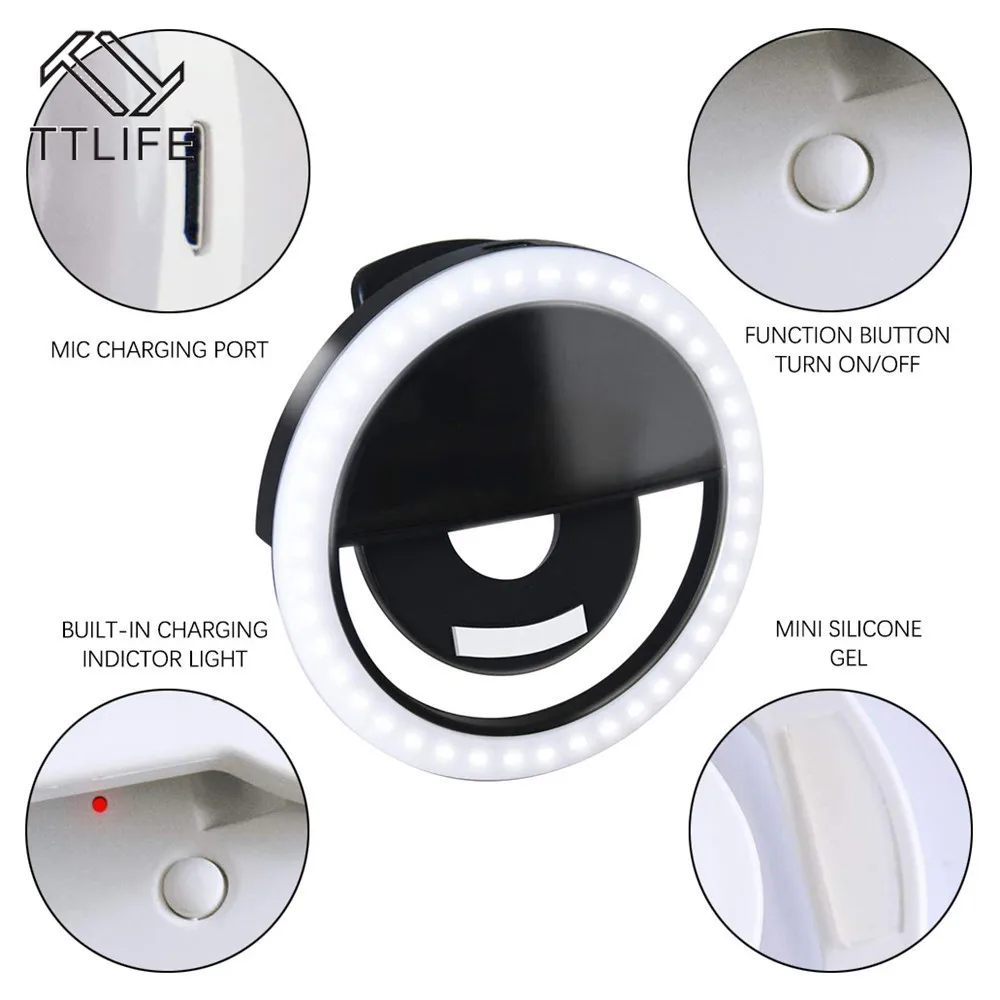 Селфи кольцо мобильный телефон клип светильник объектива лампа Litwod светодиодные