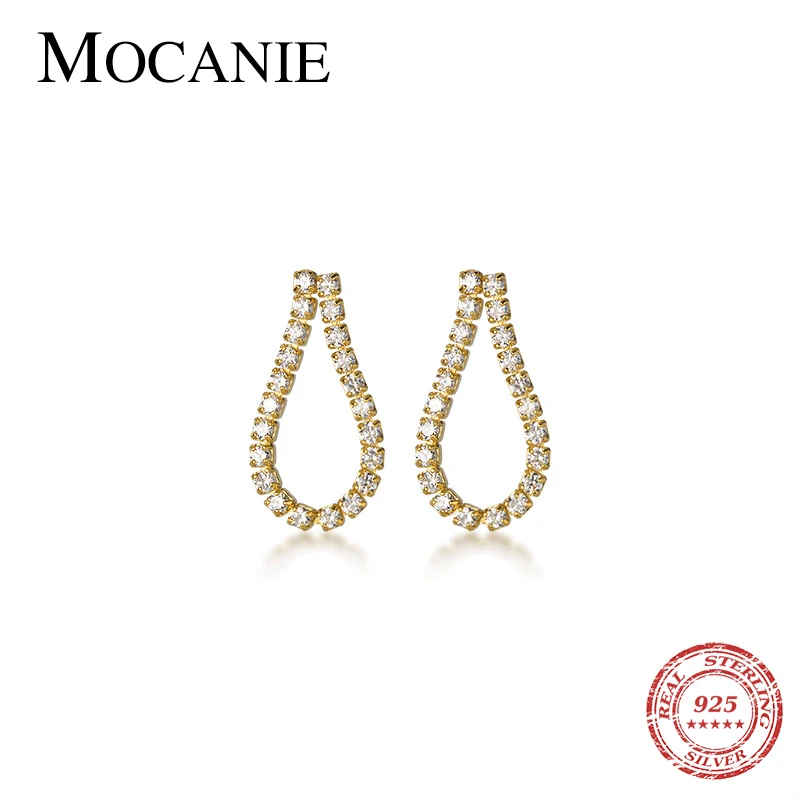 

Mocanie Dazzling Clear CZ Water Drop Shape Stud Earring for Women Fashion 925 Sterling Silver Luxury Earring Fine Unique Jewelry