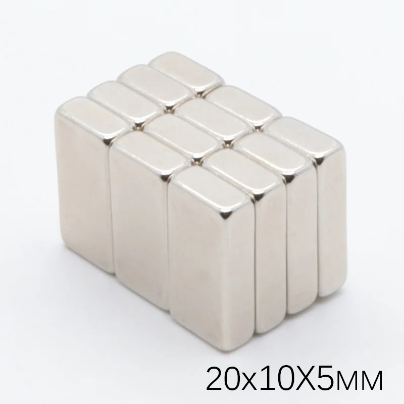 50 шт. 20x10x5 мм N35 сильной квадратной NdFeB неодимовый магнит редкоземельный 20*10*5