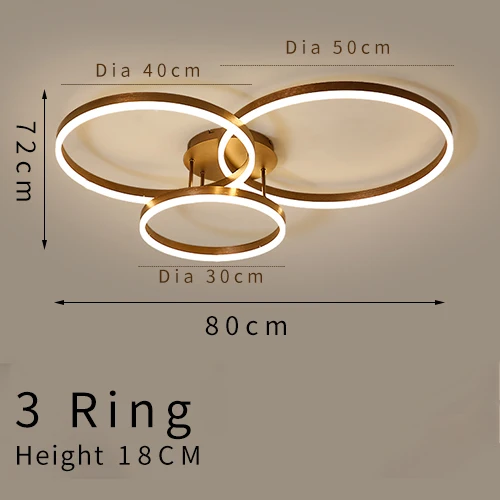 Dia30 40 50cm 3rings Современный светодиодный потолочный светильник в спальню, гостиную, алюминий, матовое золото, креативные кольца, Скандинавский дизайн, лампа, светильник для проекта - Цвет корпуса: Dia30 40 50cm 3rings