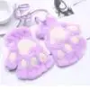 Purple Модные кошачья лапа с когтями для маленьких девочек, перчатки без пальцев, зимние теплые перчатки на половину пальцев, варежки, детские зимние теплые перчатки - Цвет: Purple