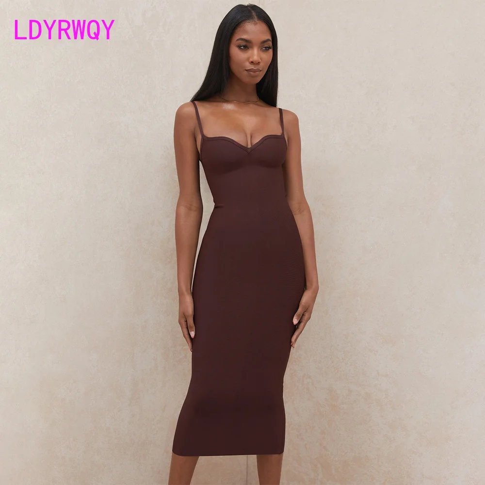 

LDYRWQY Europe and the United States new sexy low breast wrap buttock temperament cultivate one's morality condole belt dress