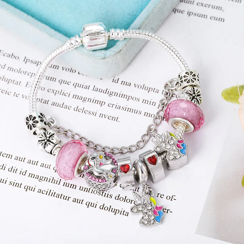 

New Arrivals Jewelry for Women Pulseira Enamel Wings Unicorn Beads Pendant Fit Original Pandor Charms Bracelet European DIY Gift