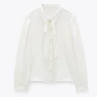 Новая женская блузка Xitimeao на весну и осень, элегантная белая офисная рубашка с длинным рукавом, Женские однотонные топы, белая рубашка с бантом