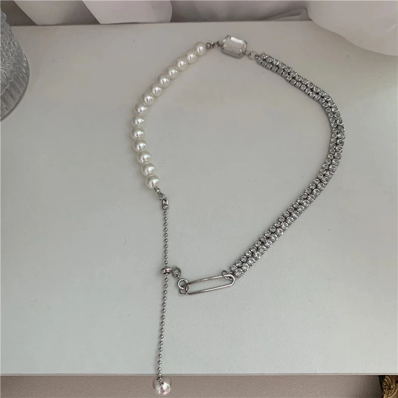 

2021 fashion Korean sterling silverr women diamondd ladies necklace jewelryy senior designer pearl necklace