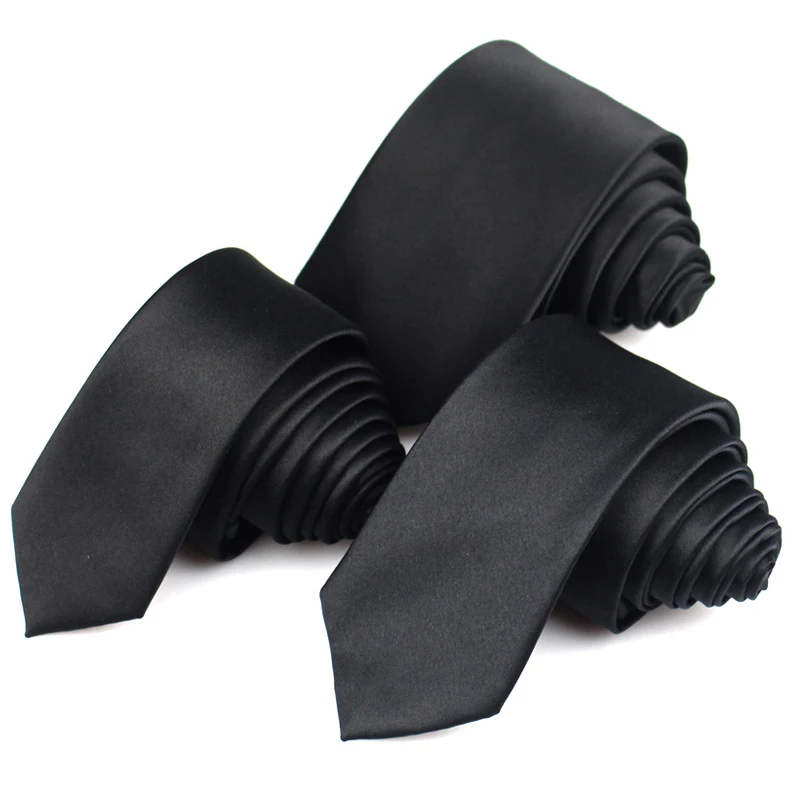 

Черный галстук для мужчин и женщин, повседневный костюм, однотонный галстук, узкие мужские галстуки для бизнеса, свадьбы, тонкие мужские гал...