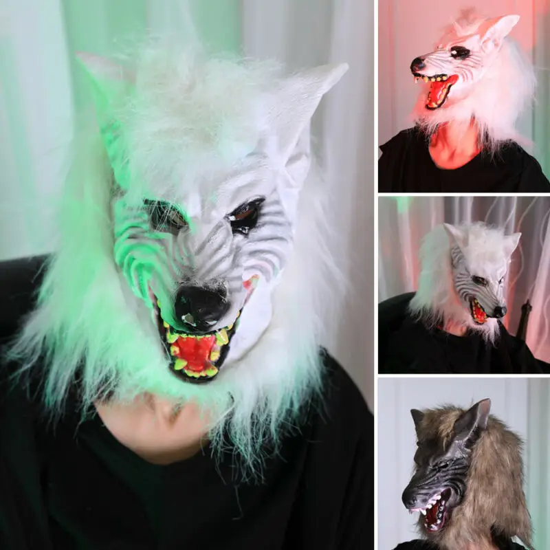 Хэллоуин Латекс резиновая голова Волка волосы маска перчатки оборотня костюм