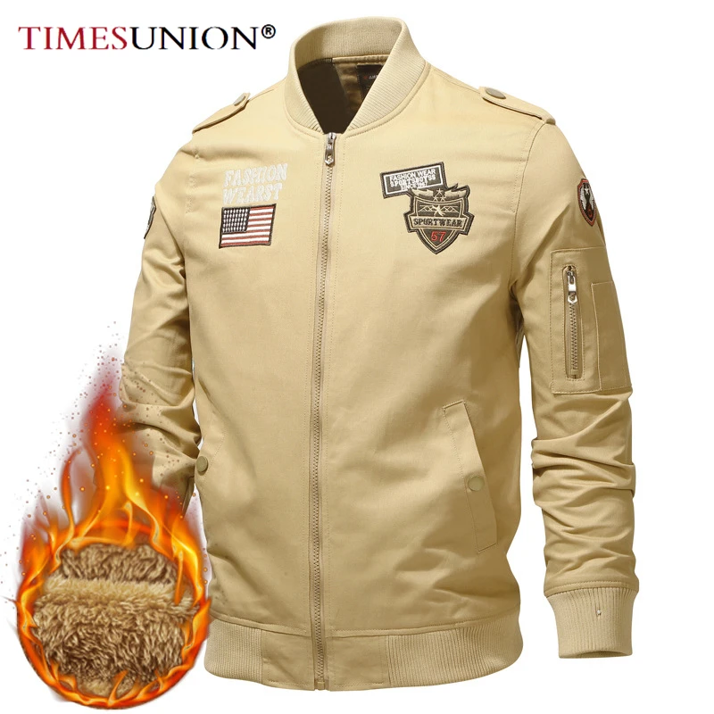 

Men Cotton Khaki Bomber Jacket Winter Warm Casual Tough Guy Cargo Windproof Jacket Stand-up Collar Men Army Tactical Jacket Men