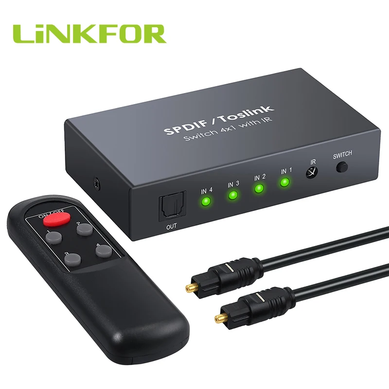 LiNKFOR 4x1 SPDIF Toslink коммутатор цифровой оптический аудиопереключатель с оптическим