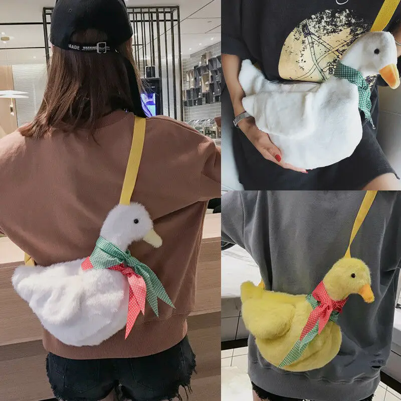 Модный плюшевый Кошелек на утином пуху мультяшная сумка через плечо в форме